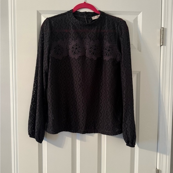 Loft Tops - Loft | Grey Lace Long Sleeved Blouse | Size S